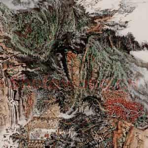 1988年 陆俨少《东萌隐居图》国画山水作品图片鉴赏