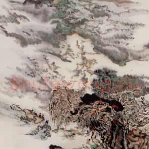 1990年 陆俨少《坐看云起》国画山水作品图片鉴赏