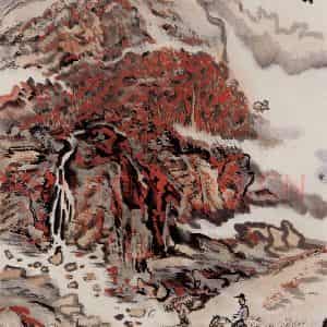 1991年 陆俨少《杜甫诗意图》国画山水作品图片鉴赏