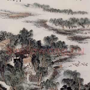 1980年 陆俨少《杜甫诗意图》国画山水作品图片鉴赏