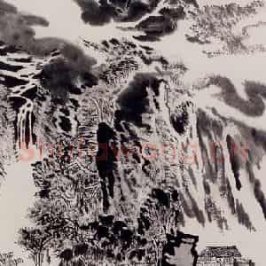 1980年 陆俨少《山居图》国画山水作品图片鉴赏