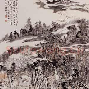 1980年 陆俨少《庐山草堂图》国画山水作品图片鉴赏