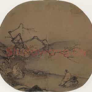 宋代 马远《梅间俊语图》国画山水作品图片鉴赏