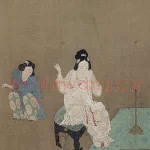 宋代 赵佶《摹张萱捣练图》国画人物作品图片鉴赏