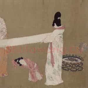 宋代 赵佶《摹张萱捣练图》国画人物作品图片鉴赏