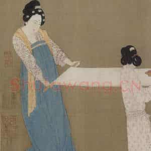 宋代 赵佶《摹张萱捣练图》国画人物作品图片鉴赏