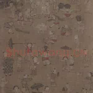 宋代《百子图》国画人物工笔作品图片鉴赏