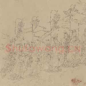宋代《道子墨宝：诸神朝谒图》国画人物工笔作品图片鉴赏