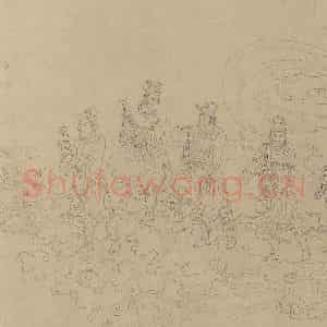 宋代《道子墨宝:诸神朝谒图》国画人物工笔作品图片鉴赏