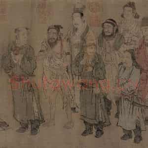 宋代 赵光辅《番王礼佛图》国画人物工笔作品图片鉴赏