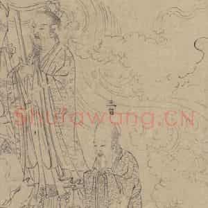 宋代《道子墨宝：诸神朝谒图》国画人物工笔作品图片鉴赏