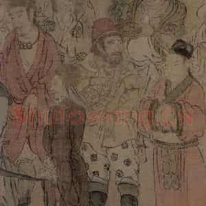 宋代 赵光辅《番王礼佛图》国画人物工笔作品图片鉴赏