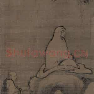 宋代《达摩面壁图》国画人物工笔作品图片鉴赏