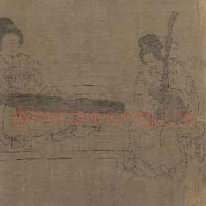 宋代《仿周文矩宫中图》国画人物工笔作品图片鉴赏