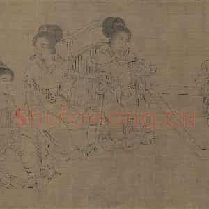 宋代《仿周文矩宫中图》国画人物工笔作品图片鉴赏