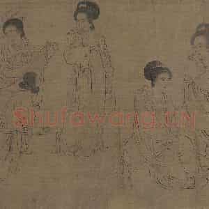 宋代《仿周文矩宫中图》国画人物工笔作品图片鉴赏