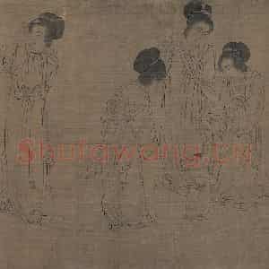 宋代《仿周文矩宫中图》国画人物工笔作品图片鉴赏