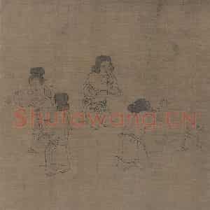 宋代《仿周文矩宫中图》国画人物工笔作品图片鉴赏