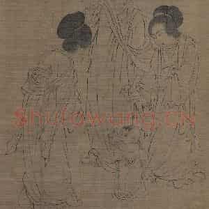 宋代《仿周文矩宫中图》国画人物工笔作品图片鉴赏