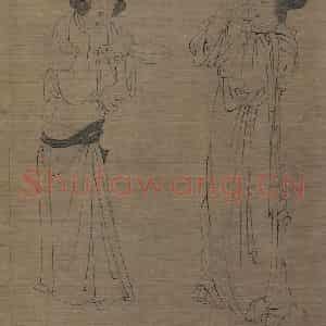 宋代《仿周文矩宫中图》国画人物工笔作品图片鉴赏