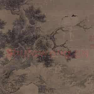宋代《宿禽激湍图》国画山水工笔作品图片鉴赏