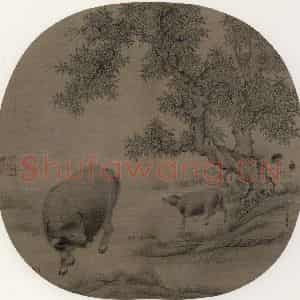 宋代 李氏《放牧图》国画花鸟工笔作品图片鉴赏