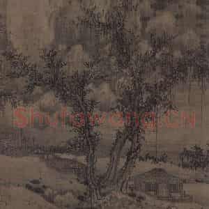 宋代 巨然《溪山兰若图》国画山水工笔作品图片鉴赏