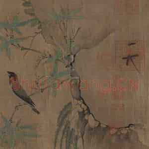 宋代 赵佶《竹禽图》国画花鸟工笔作品图片鉴赏