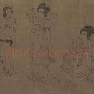 宋代《仿周文矩宫中图》国画人物工笔作品图片鉴赏