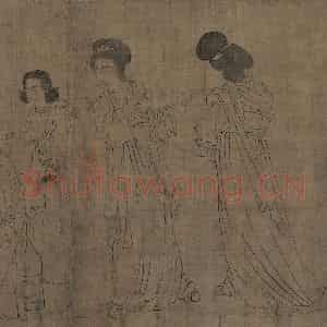宋代《仿周文矩宫中图》国画人物工笔作品图片鉴赏