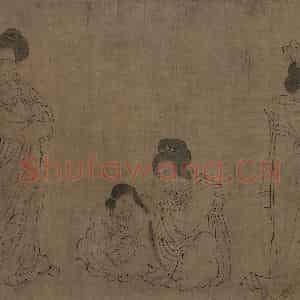 宋代《仿周文矩宫中图》国画人物工笔作品图片鉴赏