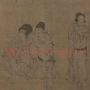 宋代《仿周文矩宫中图》国画人物工笔作品图片鉴赏