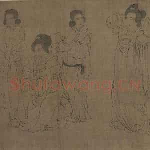 宋代《仿周文矩宫中图》国画人物工笔作品图片鉴赏