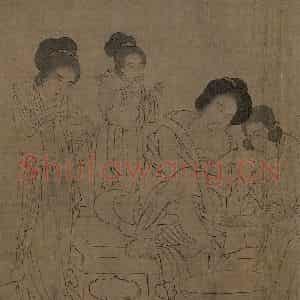 宋代《仿周文矩宫中图》国画人物工笔作品图片鉴赏