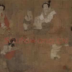 宋代《仿周昉戏婴图》国画人物工笔作品图片鉴赏