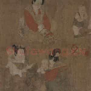 宋代《仿周昉戏婴图》国画人物工笔作品图片鉴赏
