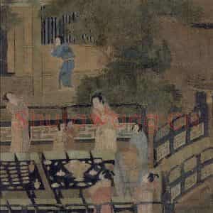 五代《乞巧图》国画人物工笔作品图片鉴赏