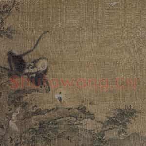宋代《三猿得鹭图》国画综合作品图片鉴赏