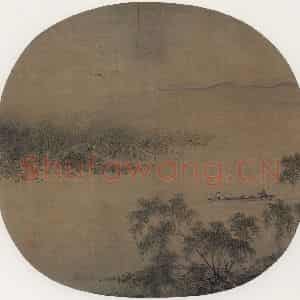 宋代《泛舟柳塘图》国画综合作品图片鉴赏