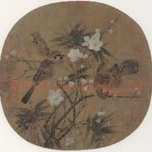 宋代《竹梅小禽图》国画花鸟作品图片鉴赏