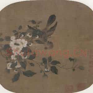 宋代《雀山茶图》国画花鸟作品图片鉴赏