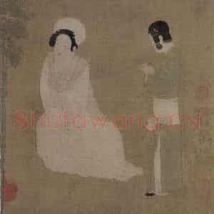 宋代《宫妓调琴图》国画人物作品图片鉴赏