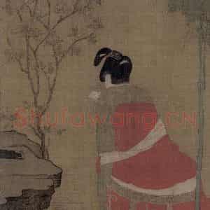宋代《宫妓调琴图》国画人物作品图片鉴赏