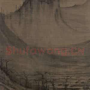 宋代 许道宁《秋江鱼艇图》国画山水作品图片鉴赏