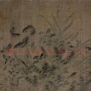 宋代 刘采《落花游鱼图》国画花鸟作品图片鉴赏
