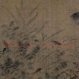 宋代 刘采《落花游鱼图》国画花鸟作品图片鉴赏