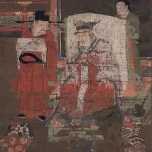 宋代 陆信忠《秦广王》国画人物工笔作品图片鉴赏