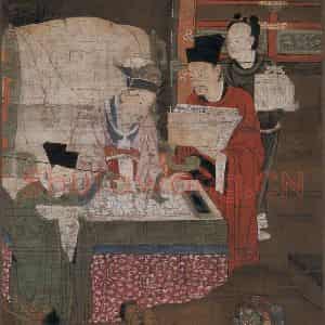 宋代 陆信忠《五官王》国画人物工笔作品图片鉴赏