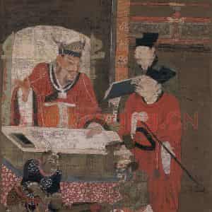 宋代 陆信忠《平等王》国画人物工笔作品图片鉴赏