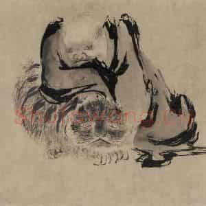 五代 石恪《二祖调心图》国画人物写意作品图片鉴赏